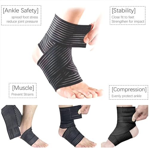 Ideal Swan Compression Bandage, 4 Pieces Elastic Wrap Knee Support Brace, Breathable Ankle Support Brace Knee Bandage Calf Support, Knee Brace Support For Women Men Sports, Running - Image 3