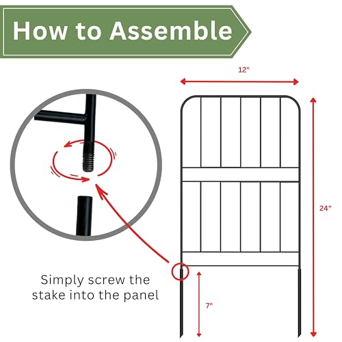 ShopLaLa Decorative Garden Fence Outdoor (Total 10 ft), 10 Panels, 24 Inch, Small Metal Fencing Plant Protectors from Pet Rabbit Barrier Yard, Decorative Outdoor Dog Fence, No dig Wire Fences Border - Thumbnail 4