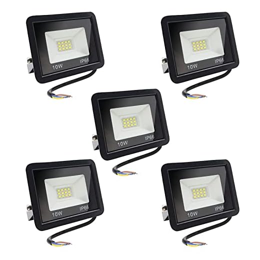 LED Strahler Außen 10W Aussenstrahler Flutlicht IP66 Wasserdicht Außenstrahler LED Fluter für Garage, Garten, Sportplatz, Terrasse, Hof, 850LM Superhell Scheinwerfer 5er 10 watt, Warmweiß 3000K