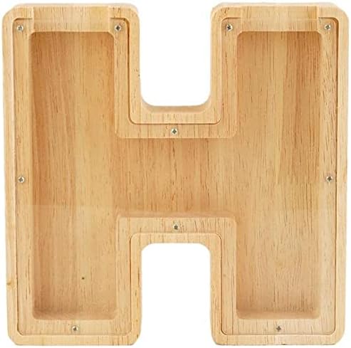 WeiDu77 Alcancía de 26 letras del alfabeto inglés A-Z, alcancía de madera transparente de gran capacidad, caja de ahorro personalizada para monedas,
