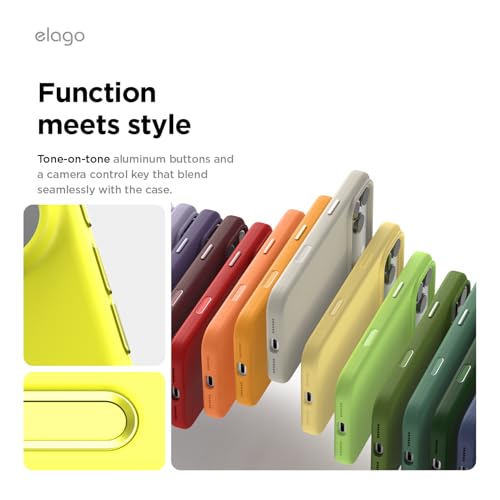 Image of elago for iPhone 17 Pro Max Case, Premium Magnetic Silicone Case, Compatible with MagSafe, Liquid Silicone Material, Protective Cover, Shockproof, Slim Phone, 6.9 inch (Neon Yellow)