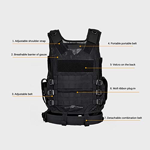 Moontie Tactical Vest, Multi-Pocket SWAT Army CS Hunting Vest Camping Hiking Accessories Outdoor Hunting Hiking Camping Equipment