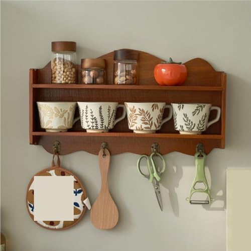 Lajeri Wall Mounted Shelf with Hooks, Floating Display Racks with