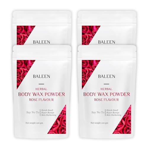 Image of BALEEN Bikini Wax Powder Women with Rose Flavour 120 Gm (Pack Of 4) | Painless Herbal Hair Removal Powder for women Bikini Area, Legs, Hands & Underarms with No Harmful Chemicals, No Irritation