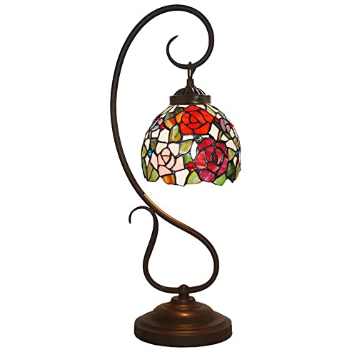 Lampe de bureau en verre rose de haute qualité et métal antique E26