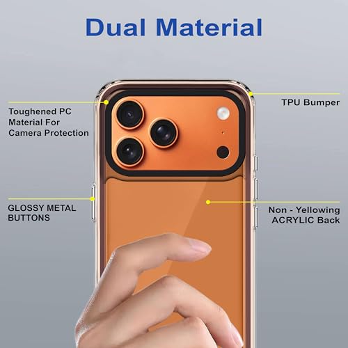 Image of amazon basics Back Case Cover for iPhone 17 Pro Max | Compatible for iPhone 17 Pro Max Back Cover | Case Cover with Camera Protection | (TPU + PC | Translucent Black)