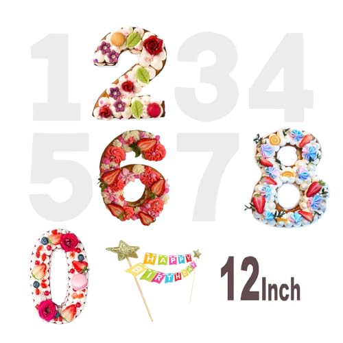 Beilunse 12 Inch Number Cake Pans 0-9 Large Cake Stencil Professional Birthday Number Mold for Birthday Wedding Anniversary Retirement Graduation Cake