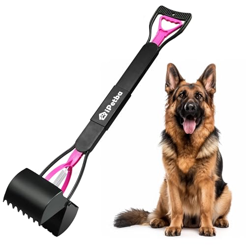 IPETBA 80cm Recoge Cacas de Perros Mango Largo Sin Necesidad de Agacharse Recogedor Plegable Dog Pooper Scooper para Grava, Tierra, Césped