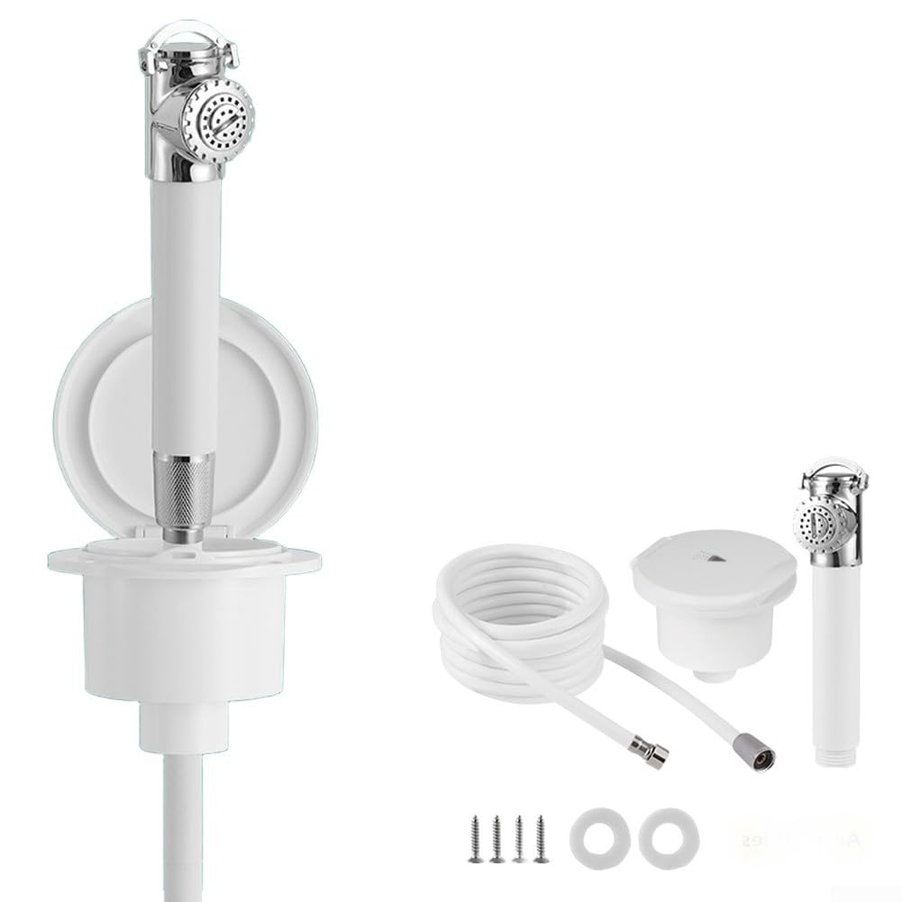 Kit de alcachofa de ducha para yate retráctil con manguera de acero inoxidable de 2,5 m (4 m)