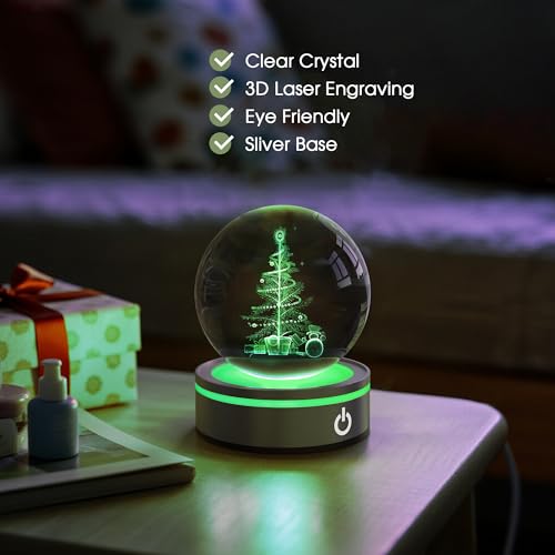 Image of L LOHAS LED 3D Crystal Ball Night Light-Laser Engraved Christmas Tree