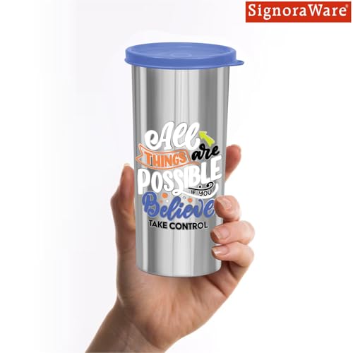 Image of SignoraWare Jumbo Stainless Steel Tumbler | Airtight & Leakproof | Durable & Eco-Friendly | Ideal for Office, Gym, Travel & Daily Use | Great for Outdoor Activities (500ml | Blue)