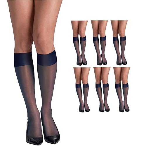 Image of Hanes Women's Silk Reflections Silky Sheer Knee Highs, Reinforced Toe, Knee-High Stockings