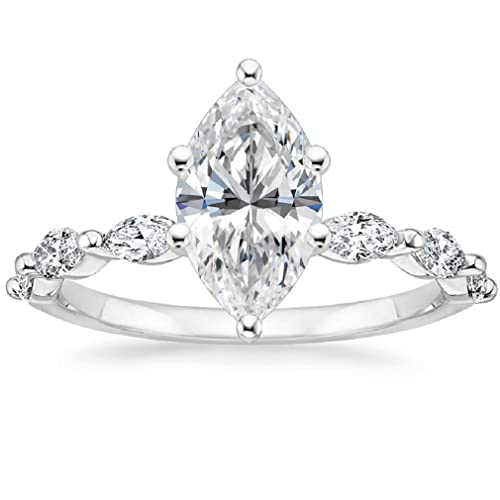 ERAA Jewel 1.0 CT Marquise Colorless Moissanite Engagement Ring, Wedding Bridal Ring Set, Eternity Silver Solid 10K 14K 18K Gold Diamond Solitaire Prong Set Anniversary Promise Gift for Her