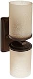 Forte Lighting 2424-02-32 Wall Sconce with Umber Linen Glass Shades, Antique Bronze