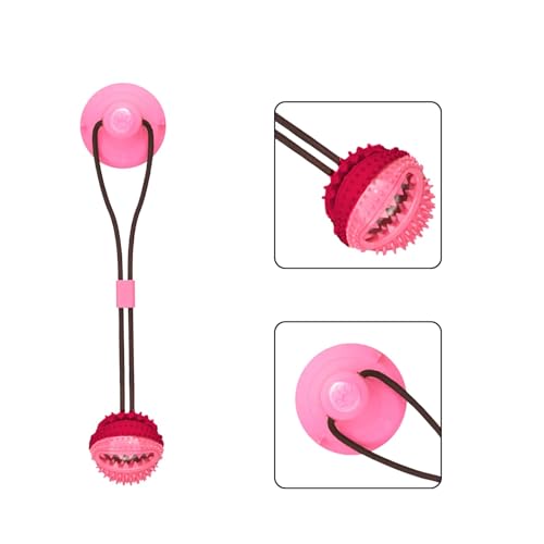 Image of Dog Suction Chew Pull Toy for Aggressive chewers, Treats Teething Rope Toys for Boredom Dog Puzzle Treat Food Dispensing Ball Toys for Puppies Teething |Poweful and Durable Dog rope toy (Red)