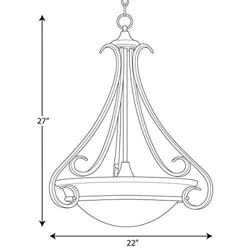 Image of Progress Lighting 3-Light Tea Stained Glass Transitional Inverted Pendant Light, Torino Collection, Indoor, P3847-77, Forged Bronze
