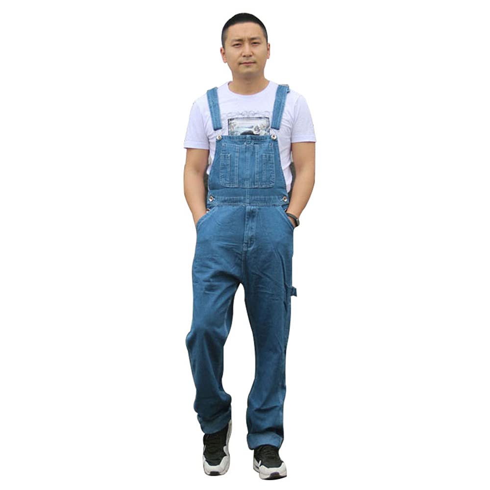 Size 28-50 2021 Oversized Loose Jeans Overalls Men Bib Denim Jumpsuits Wide Leg Pants Casual Light Blue Coverall Trousers