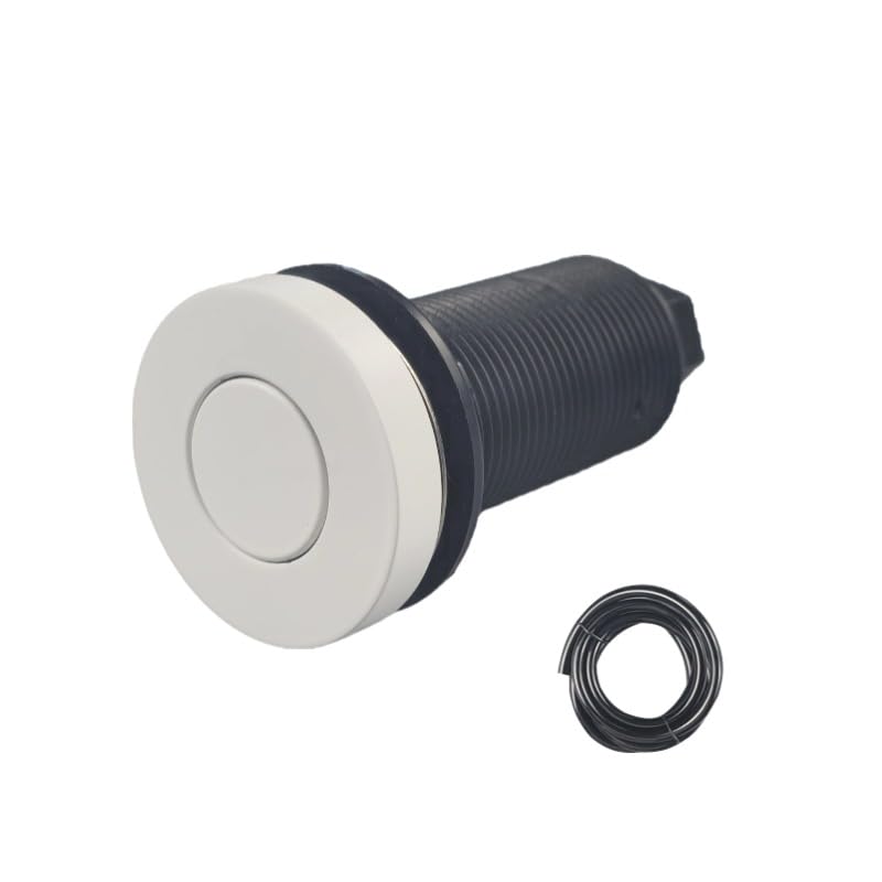 Flat-Top Round Garbage Disposal Air Switch Button, Low Pressure Activation (<200mbar), Rohs & Reach Certified, Multiple Finishes, Raised Top Optional (Porcelain White)