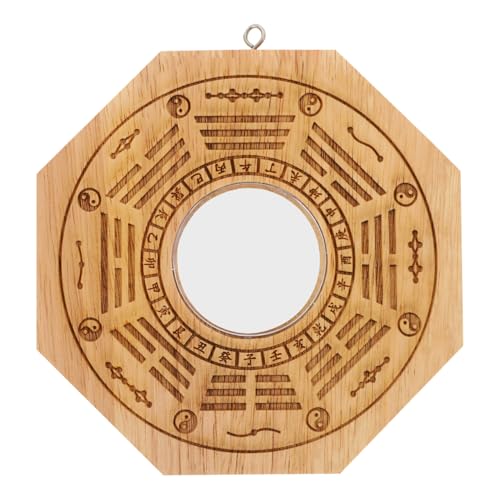 BESPORTBLE Feng Shui Bagua Spiegel Konvex Wandspiegel Holzrahmen Wanddeko Für Wohnzimmer Tür Fenster Exorzismus Schutz Und Glücksbringer