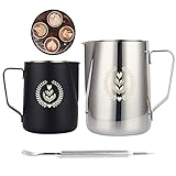 jarra para arte latte mercadolibre 🖤【Material】 Jarra de leche pequeña a grande en color negro fabricada en teflón y metal. Cafetera espresso pequeña para latte macchiato y cafetera para espuma de leche grande como cafetera.