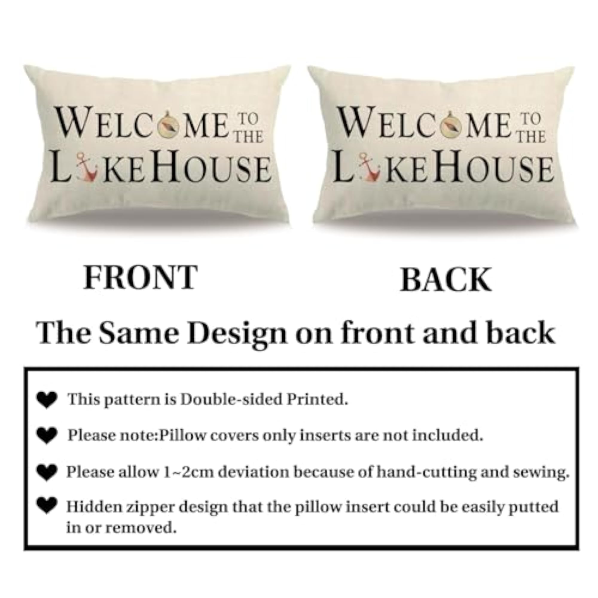 Lake House Decor Pillow Covers, Double-sided Printed