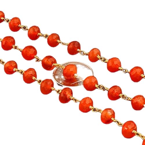 Chaîne rosaire cornaline facettée 4mm plaqué or LKBEADS pour création bijoux DIY