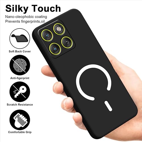 Image of SBMS Silicone Back Cover Case for Motorola Edge 70 | Soft Micro-Fibre Lining Inside | Magsafe Print On Back Side Camera Protection Bump | Shockproof Case for Moto Edge 70 (Magsafe Print Big Black)