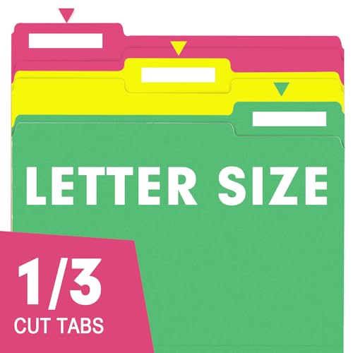 Snapklik.com : File Folder, RAZCC 250 Pack 1/3 Cut Tab Colored File ...