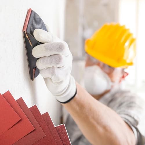 PMIQSA 24 Stück Schleifpapier Set, 23 x 9 cm Sandpapier, Körnung 60/80/100/120/180/320, für Grob- und Feinschliff Auto Metall Holz Lack Wände Glas Schleifen Finishing, (93 x 230mm) Schmirgelpapier