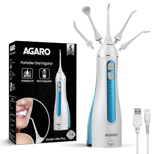 AGARO Ultra Plus Portable Dental Flosser (200ml, 5 Nozzles)