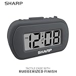 Sharp Digital Alarm Clock – Tactile Plastic Case with Soft Rubberized Finish - Battery Operated – Blue Backlight on Demand – Ascending Alarm – Easy to Use – Charcoal Black - Image 3