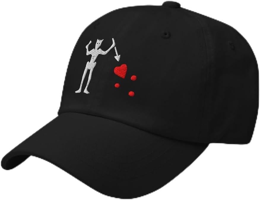 Blackbeard Flag Hat - Embroidered Adjustable Dad Cap - Blackbeard Edward Teach Pirate Flag Hat