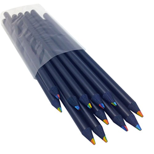 Rainbow Pencils - Black Wood Cedar - Write And Draw In 7 Brilliant Colors - Will Not Crumble #TOP2