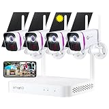 XMARTO 100% Wire-Free Solar Home Security Camera System Wireless, 4-Set 2K 4MP QHD CCTV Camera Kit w