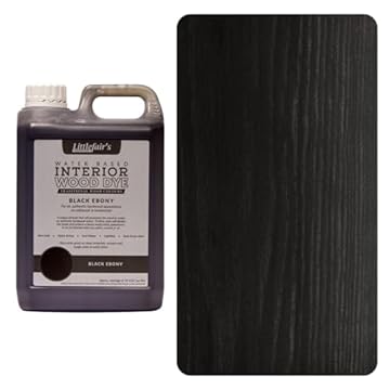 Littlefair's Wood Stain Water Based - 2.5 LTR - Indoor Furniture Stain Light & Dark Finishes - Special Non Toxic & Eco Friendly Formula - Wood Stain for Crafts - Colour: Black Ebony