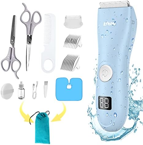 OPENBEAUTY Baby Hair Clippers, Low Noise Hair Trimmer for Kids, Waterproof USB Rechargeable Cordless Haircut Kit with LCD Display, Blue
