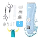 OPENBEAUTY Baby Hair Clippers, Low Noise Hair Trimmer for Kids, Waterproof USB Rechargeable Cordless Haircut Kit with LCD Display, Blue