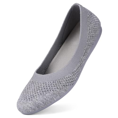 LUSWIN Women's Minimalist Ballet Flats,Light Grey EU41.5 - image 3