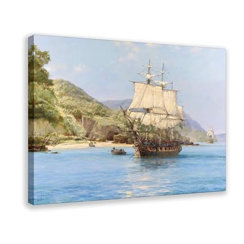 Toile The Pirates Cove Montague Dawson cadre suspendu pour habiller un petit mur de bureau