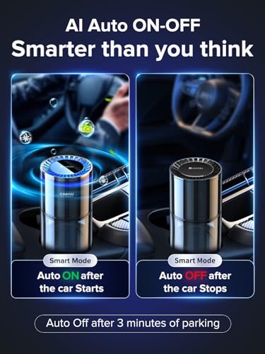 Image of Ceeniu 2024 New Car Air Freshener, Auto ON /Off, Multi-Mode Adjustable, Blue Ambiance Light, 135ml Last 6 Months, Natural French Fragrance, CF3 car fresheners, Roman Holiday