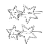 2Pcs Hollow Star Hair Clips, Non-Slip Metal Geometric Hairpin, Elegant Rhinestone Hair Barrettes for
