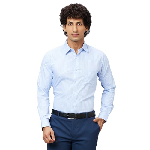 Image of Raymond Men's Pure Cotton Structure Pattern Slim Fit Semi Cutaway Collar Full Sleeve Formal Shirt