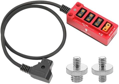 12V Metal Regulated Surge Protection P-Tap D-Tap Splitter for ARRI|RED|Sony|Teradek |Smallhd|DJI|TILTA |SmallRig|V-Mount|Gold-Mount, 4 * 1/4"-20 Screw Threads- 17.7 inches(Red)