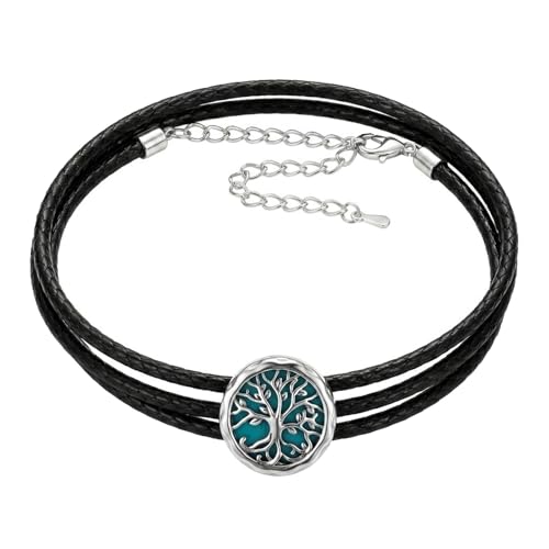YAFEINI Tree of Life Bracelet Sterling Silver Turquoise Coin Bracelet for Women Tree of Life Jewelry Gifts for Nature Lovers by YAFEINI - Used condition - US$37.43