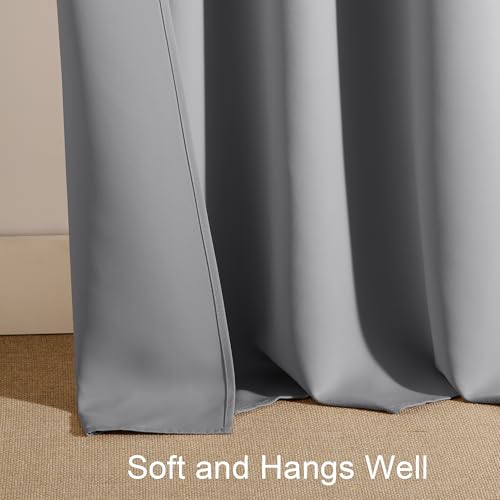 PONY DANCE Silver Grey Short Window Curtains for Kitchen 30 inch Long, 2 Panels Set Half Window Drapes for Bedroom Basement, Blackout Small Curtains for Travel Trailers, Width 29 x Length 30 inches - Thumbnail 5