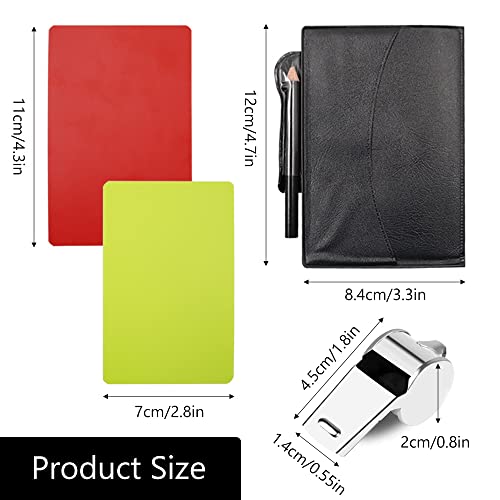 Chihutown 3 Set of Soccer Referee Card Sets, Warning Referee Red and Yellow Cards and Metal Referee Whistle for Game Sports, Soccer Football Penalty Card Wallet with Record Sheet and Pencil