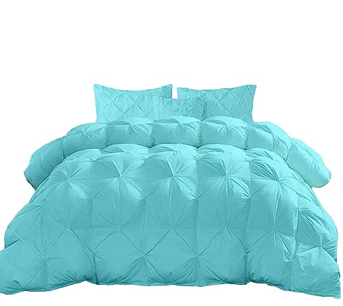 Jackson Hole Home Elegant Life Style 1000-TC Pinch Pleated Down Alternative Comforter Twin Size 68 x 86 Inches 1pc Comforter & 2 pcs Pillow Covers, 700 GSM & All Side Corner Tabs 100% Egyptian Cotton