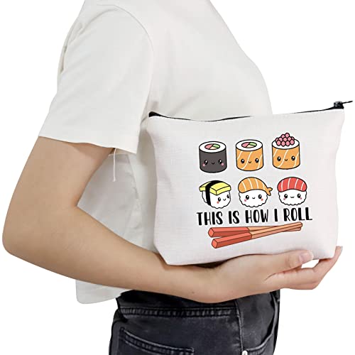 Pofull Sushi Lover Gift This Is How I Roll Cosmetic Bag Sushi Party Gift Japanese Cuisine Sushi Lover Gift (Sushi Bag) #TOP4