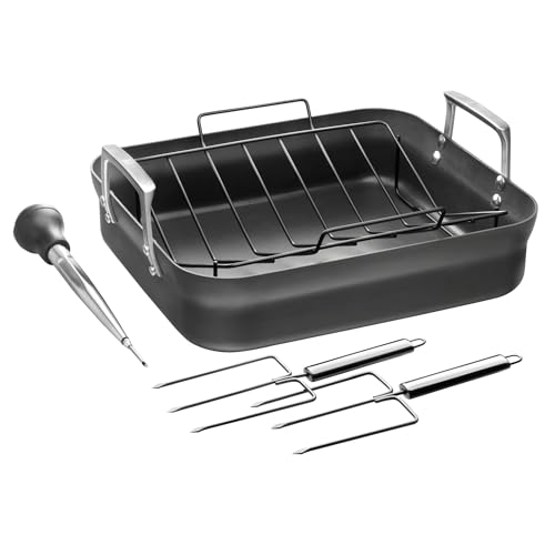 ZWILLING Motion Hard Anodized 16 x 14-inch Aluminum Nonstick Roaster Pan w/Rack & Tools