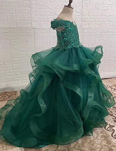 Lace Appliques Puffy Ball Gown Pageant Dress Flower Girl Dresses First Communion Party Gowns4